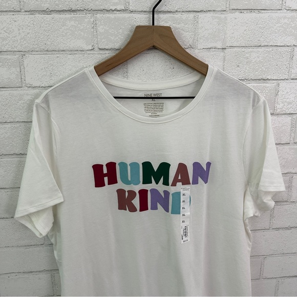 NINE WEST “Human Kind” Graphic Tee Shirt - Picture 2 of 7